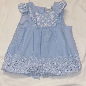 Little Me Blue Top with White Floral Design